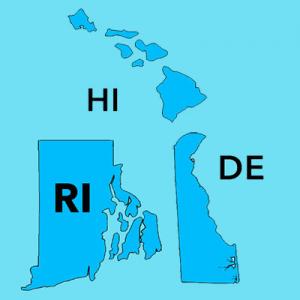 Delaware, Hawaii, Rhode Island